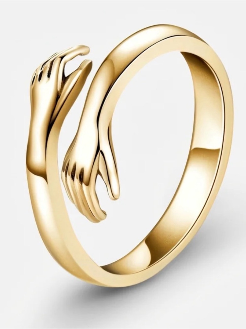 Hug Ring- Yellow Gold-Tone- Hand Wrap Open Ring - Women Jewelry Size 6